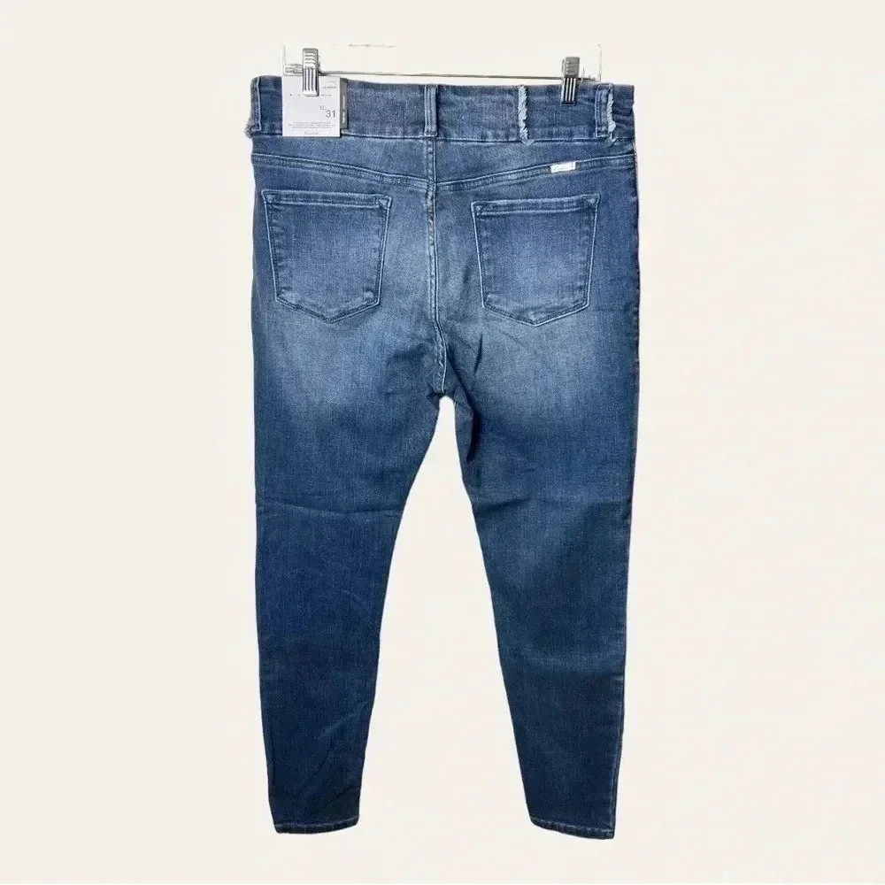 1269. KANCAN HIGH WAISTED SUPER SKINNY DENIM JEANS SIZE 15/31 FACTORY DISTRESSED